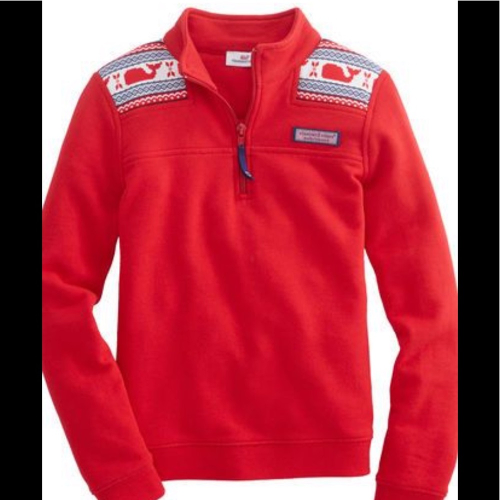Vineyard Vines Kids Red Half-Zip Sweatshirt